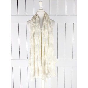 Vintage ivory Champaign silver ruched crinkle scarf belt